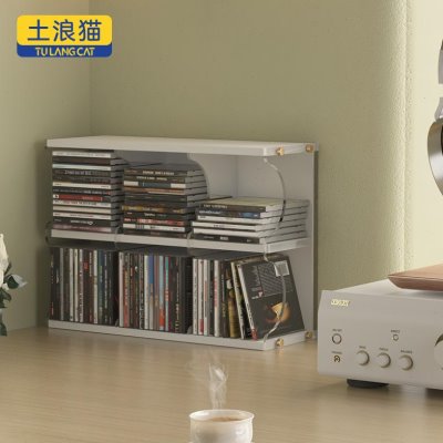 桌面轻奢款CD架家用碟片收藏架六格磁带光盘展示架置物架透明CD盒