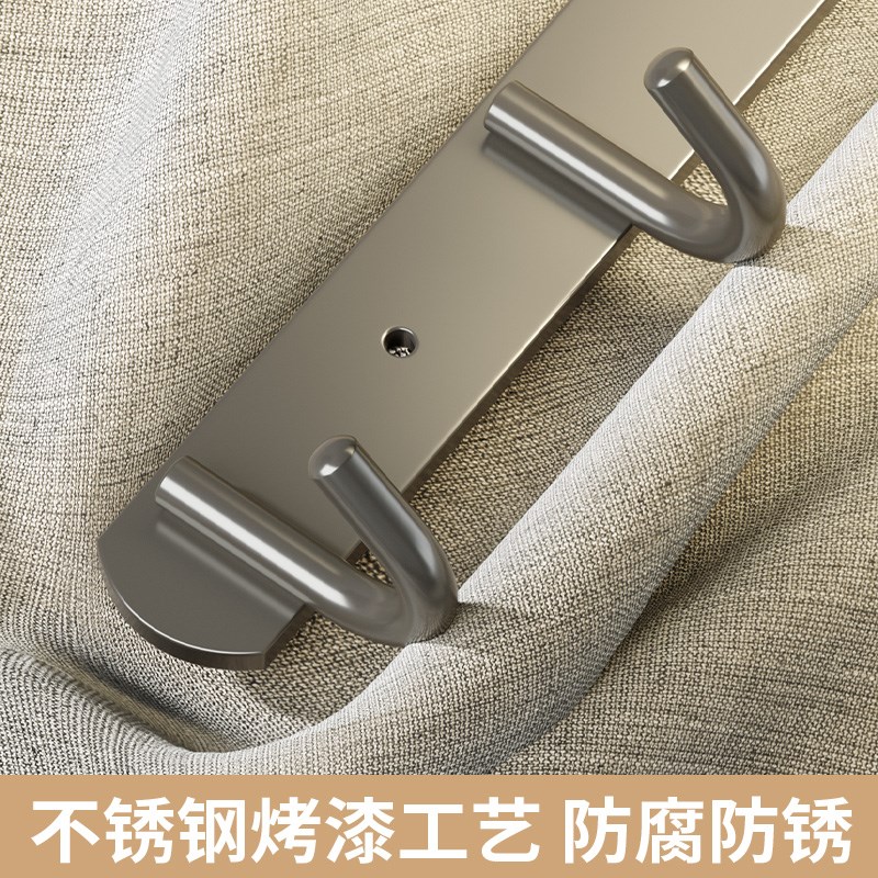 不锈钢挂钩粘胶免打孔卫生间挂衣架厨J房一排长条排钩墙上粘钩