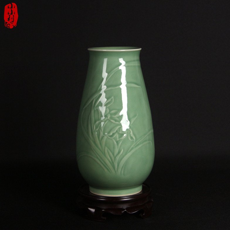 包邮 小利青瓷方军 复古典花瓶家居摆件 客厅装饰花瓶 潜力收藏