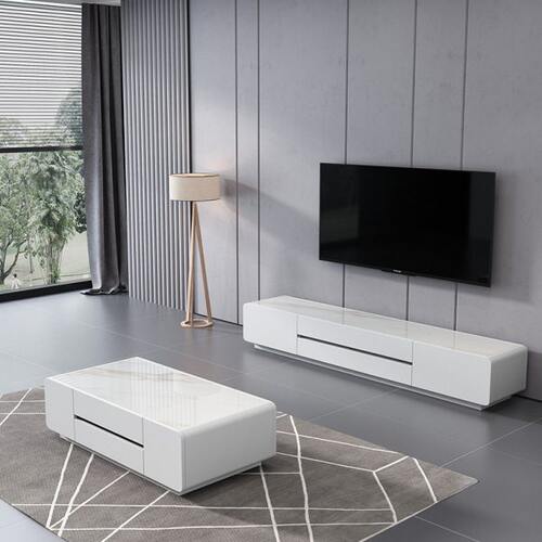 岩板茶几电视柜组合意式极简轻奢客厅家用茶几桌 - 封面