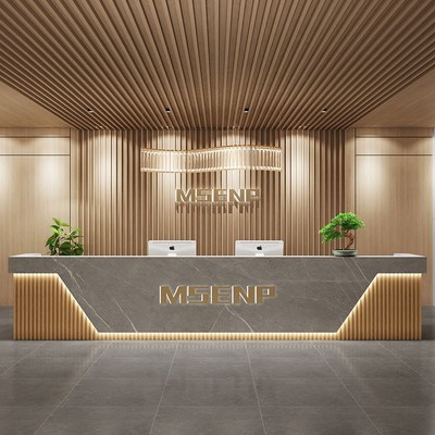 现代中式公司酒店大厅前台接待台美容院收银台培训机构吧台桌柜台