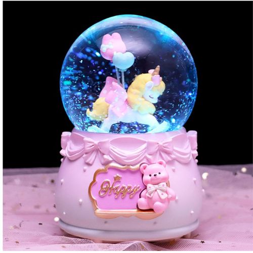 库洛米水晶球音乐盒女孩子儿童生日礼物网红小海狸飘雪八音盒摆件