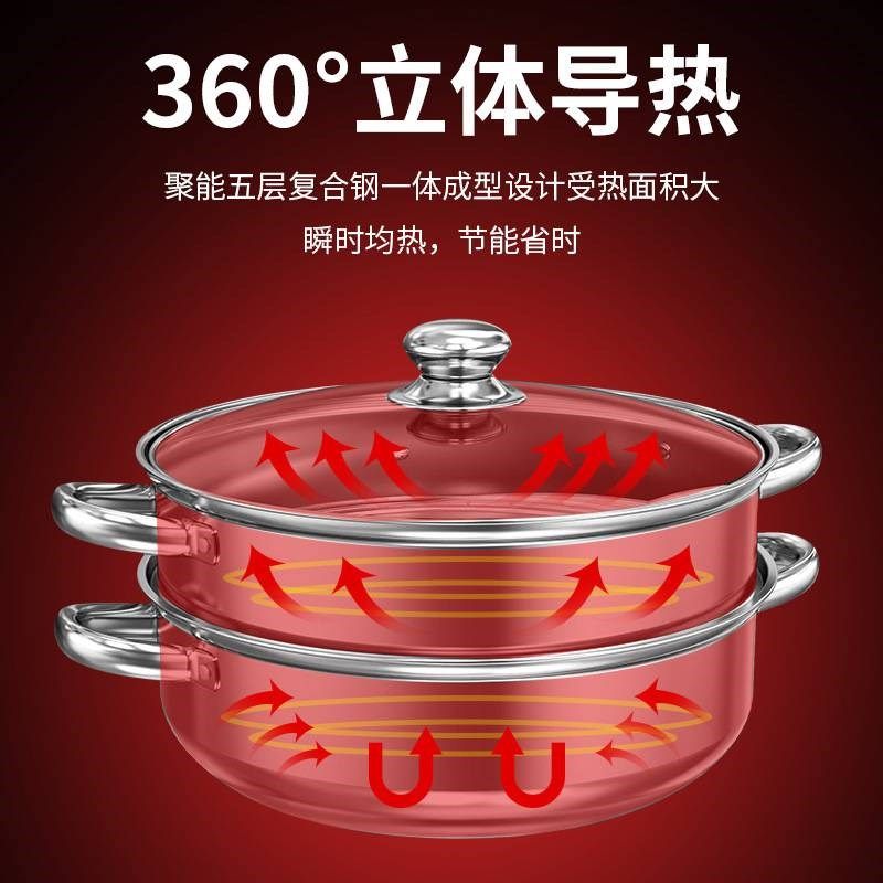 凹面电磁炉专用汤锅商用不锈钢锅汤煲家用凹型火锅锅带磁圆底锅