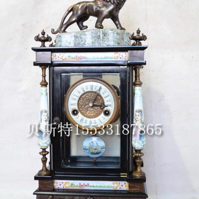 钟表铜铸大理石机械坐钟欧式家居画珐琅报时台钟样板间电视剧道具