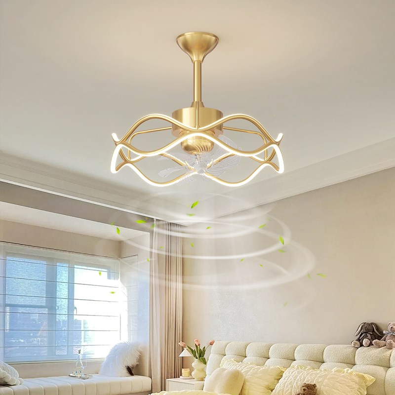 卧室风扇灯轻奢简约主卧书z房餐厅摇头风扇灯花形吸顶灯