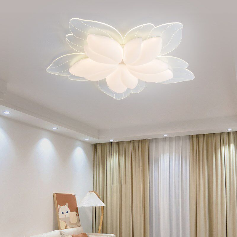 2023新款流行客厅灯简约大气主卧室灯具奶油风花瓣房间吸顶灯