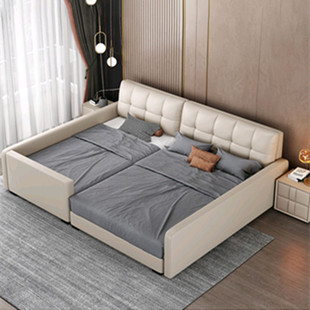 亲子大床二胎现代简约主卧超大双人三人拼接2 2米2 4皮床榻榻米床