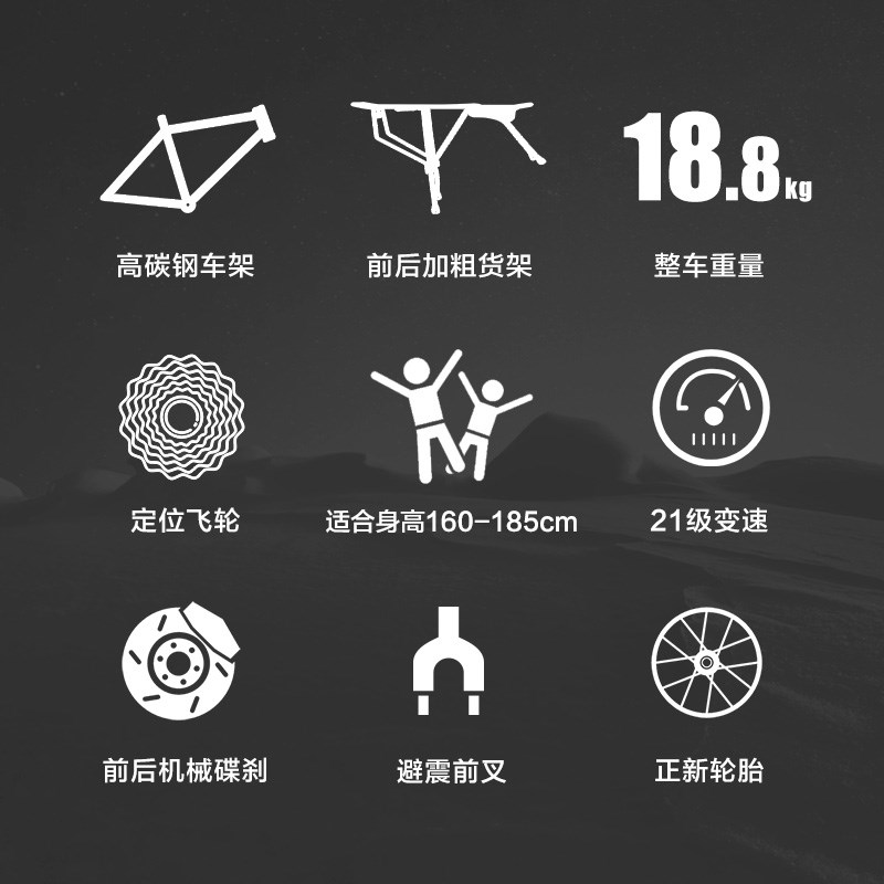 富士达山地旅行自行车男式变速成人超轻超快越野男士长途骑行单车