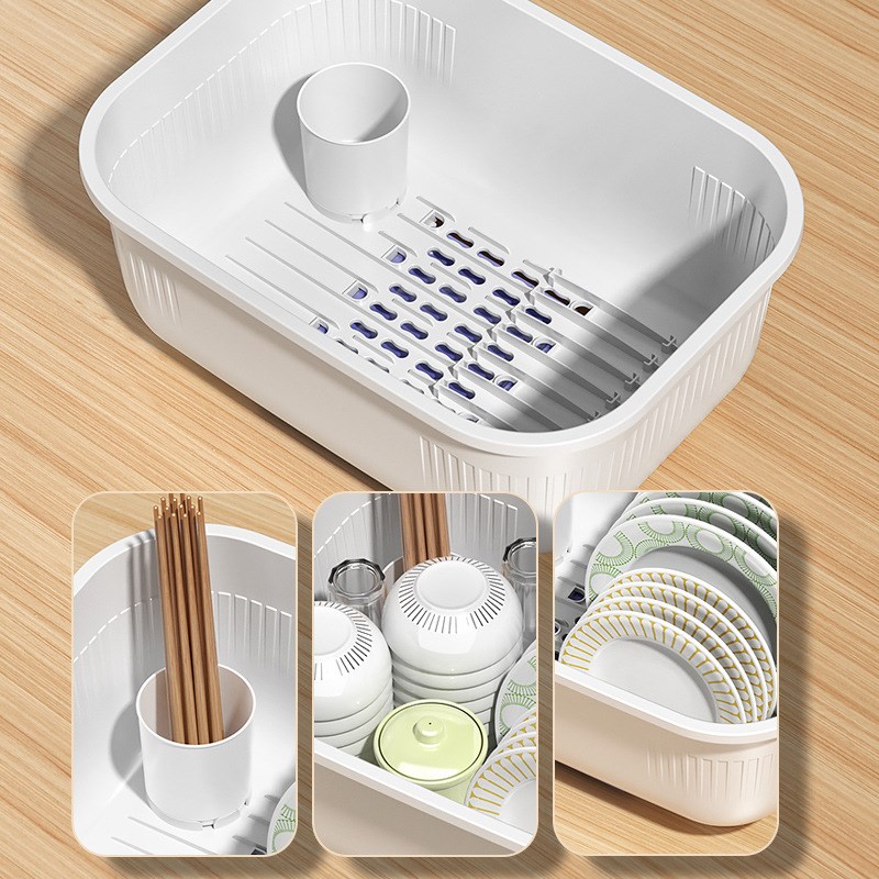沥水碗架厨房碗碟收纳置物架塑料家用带盖防尘餐具盘子碗筷收纳盒