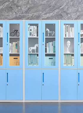 彩色办公室文件柜铁皮书柜钢制档案资料大器械储物带锁家用a4收纳