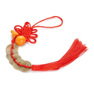 九帝铜钱葫芦五帝钱五个地铜钱串子吊钱5d门对窗桃木武帝化解挂件