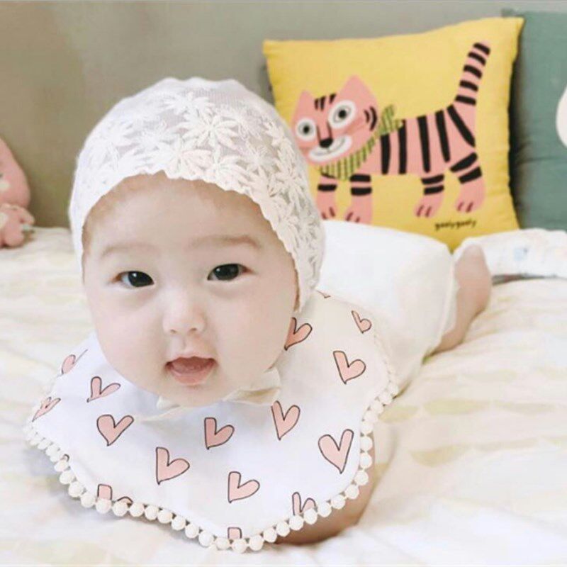 包邮婴儿纯棉口水巾夏秋薄款宝宝花朵围兜女儿童甜美围嘴柔软