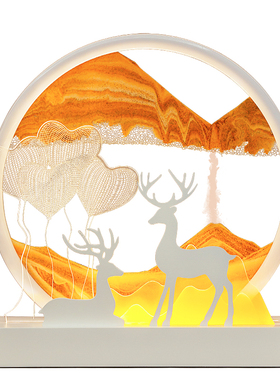 流沙画摆件创意解压艺术沙漏家居电视柜酒柜装饰品小夜灯结婚礼物