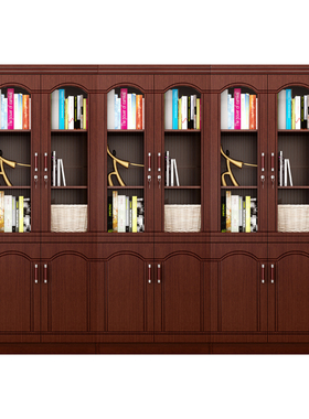 办公文件柜木质办公室资料档案柜带玻璃书柜带锁家用收纳储物柜子