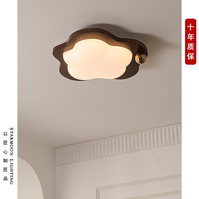 全光谱卧室吸顶灯法式中古护眼书房灯智能超薄美式胡桃木餐厅灯具,家装灯饰光源,儿童房吸顶灯,淘宝优惠券,粉丝福利购,淘宝优惠卷