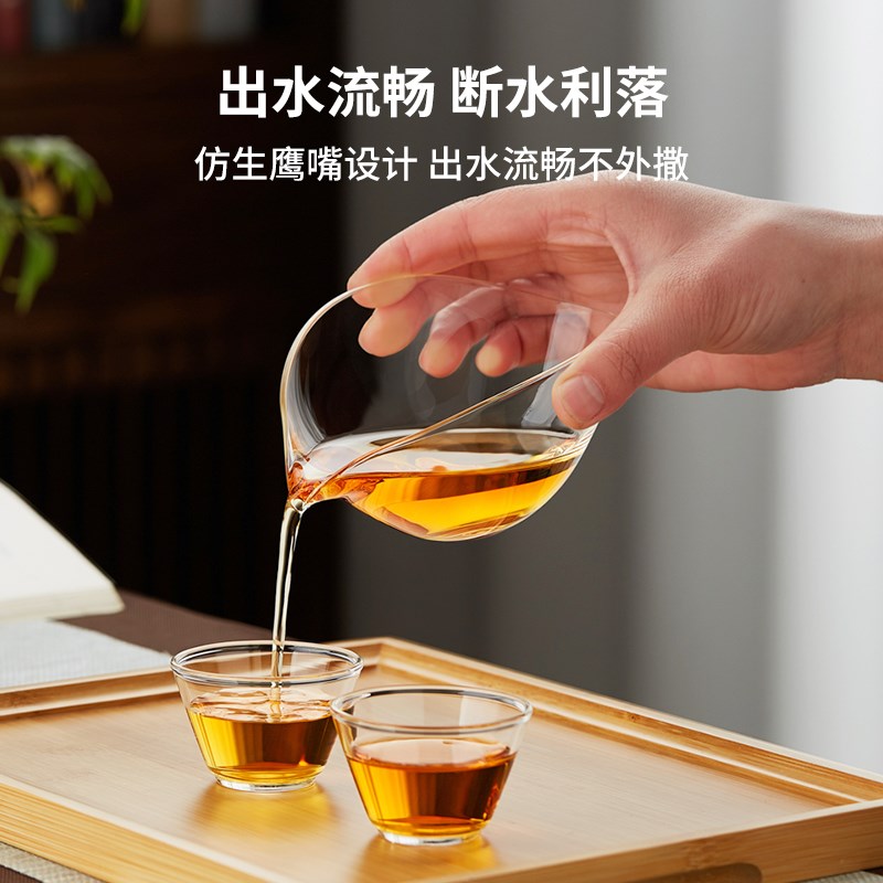 玻璃公道杯加厚单个泡茶高硼硅茶海过滤功夫茶具茶漏网分茶器