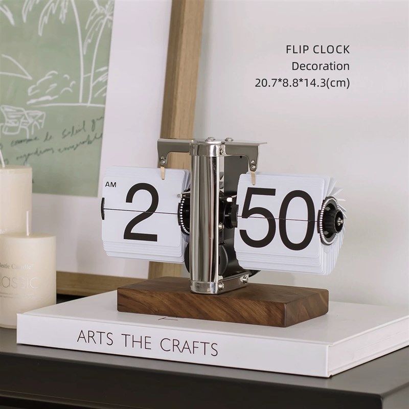 妙刻自动翻页时钟桌面摆件复古机械表摆台式数字钟表创意客厅装饰,家居饰品,挂钟,淘宝优惠券,粉丝福利购,淘宝优惠卷