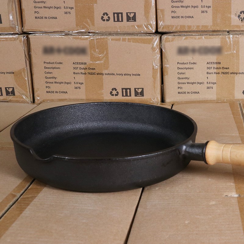 库存出口铸铁煎锅平底锅p无涂层铁锅24/28cm生铁锅牛排锅不粘家用