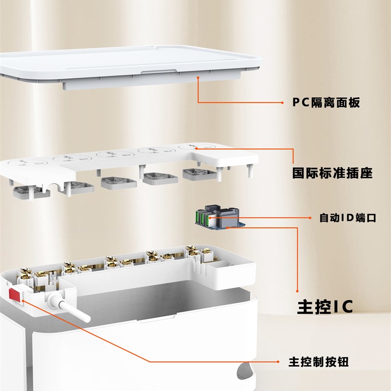 LDIO英规桌面收纳盒插排立式拖板接线板S英式排插座Z多功能通用