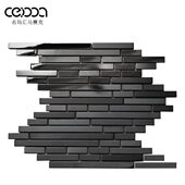 名玛汇黑色长条金属马赛克瓷砖背景墙玄关店铺餐厅艺术不锈钢墙砖