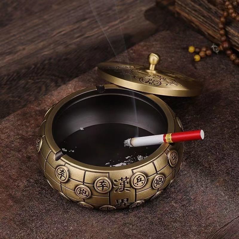 黄铜象棋烟灰缸摆l件中式创意带盖烟缸客厅书房桌面办公室装饰品,特色手工艺,其他特色工艺品,淘宝优惠券,粉丝福利购,淘宝优惠卷