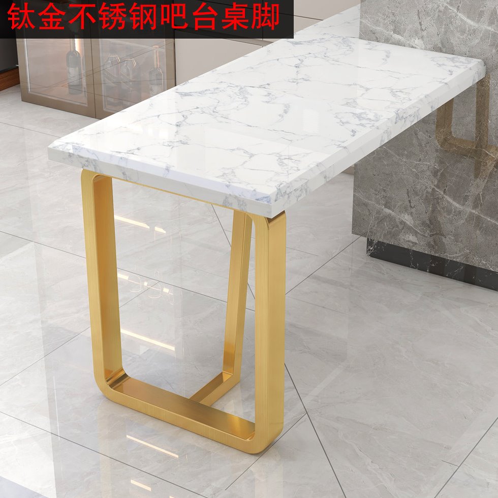 正宗不锈钢单边金属桌脚吧台腿餐桌大理石桌面支架不锈钢架子定做