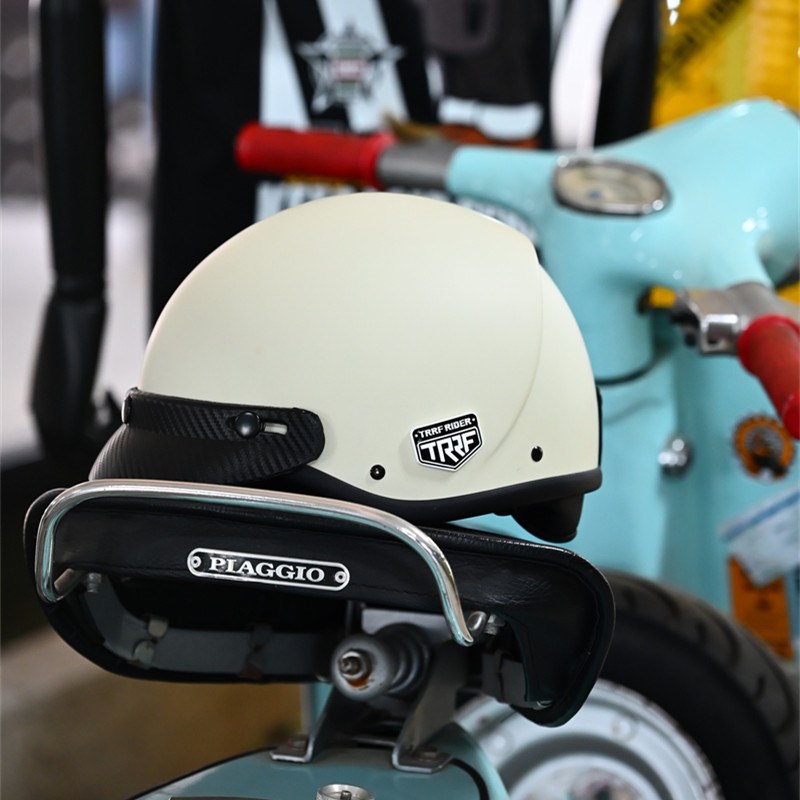 TRRF碳纤维覆古头盔哈雷印第安摩托车骑行半盔踏板夏季瓢盔3C认证