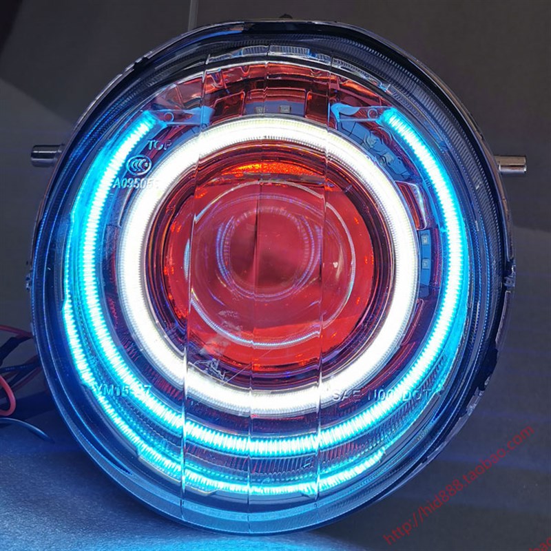 电摩 BWS 城市铁男 大灯总成 双光透镜 双天使眼 恶魔眼氙气灯