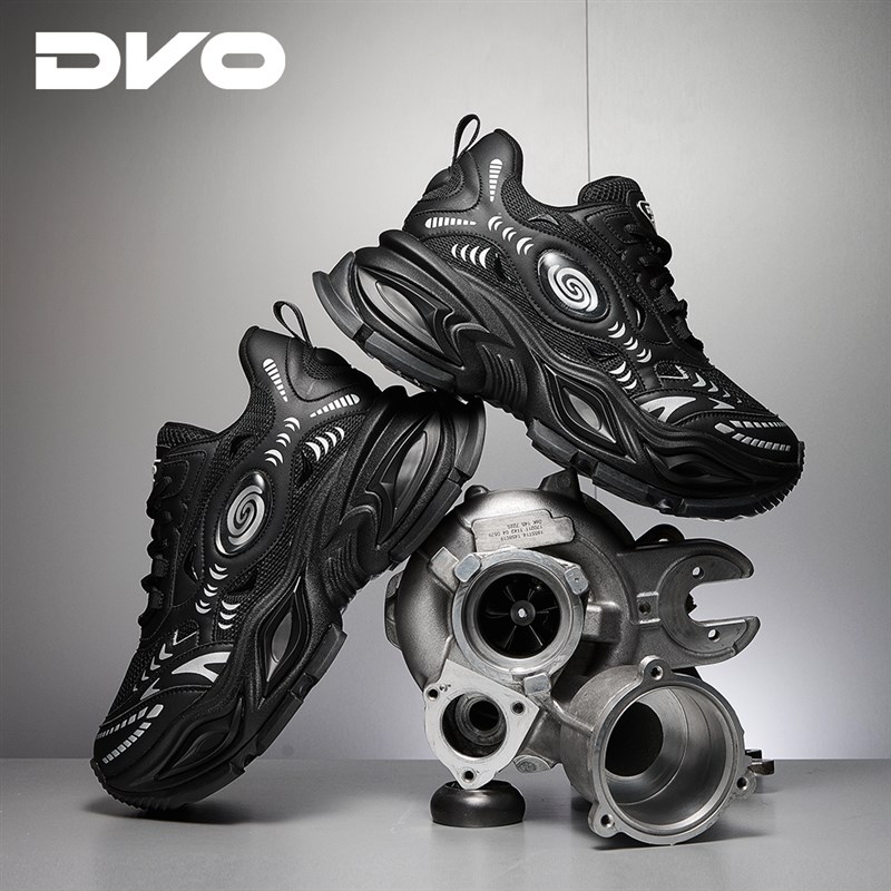 Dvo黑色爸爸鞋夏季同款男女10cm隐形内增高网透气厚底休闲鞋