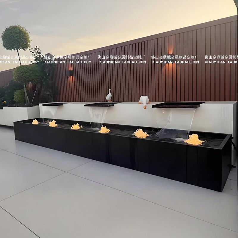 定制不锈钢流水涌泉摆件庭院花园别墅户外景观喷泉现代水景造景