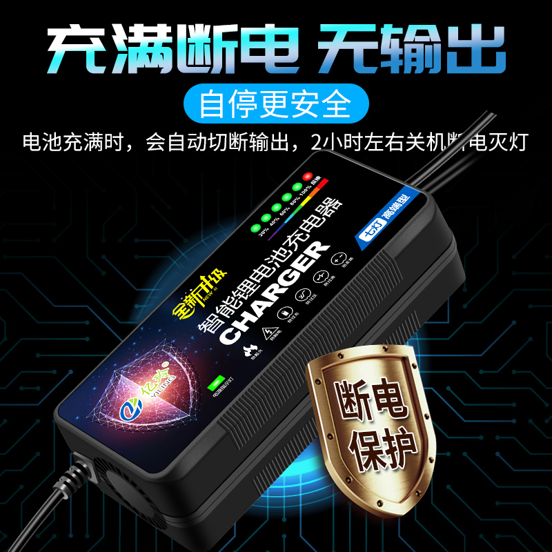 锂电池充电器48V专用自动断电58.8V3A电车29.4V2安九号新国标插头