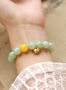 999黄金足金和田玉手链女夏2022年新款葫芦转运珠手串送女友礼物