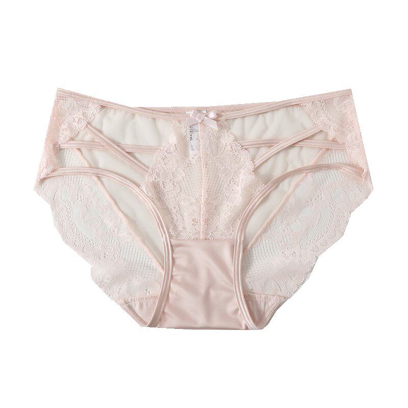 欧美火辣蕾丝内裤女性感中低腰无痕镂空三角裤新款黑色底裤薄款