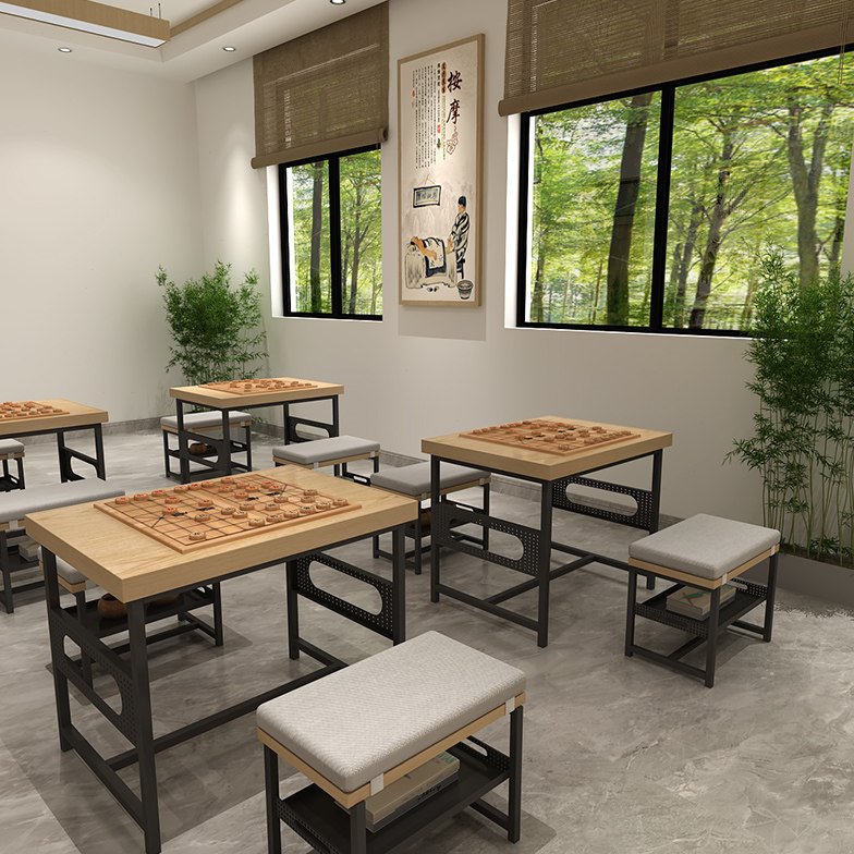 象棋桌书法桌一体两用棋盘桌围棋桌椅组合娱乐活动室专用下棋桌图片