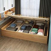 高箱储物榻榻米床北欧无床头实木落地床架子小户型箱体收纳地台床