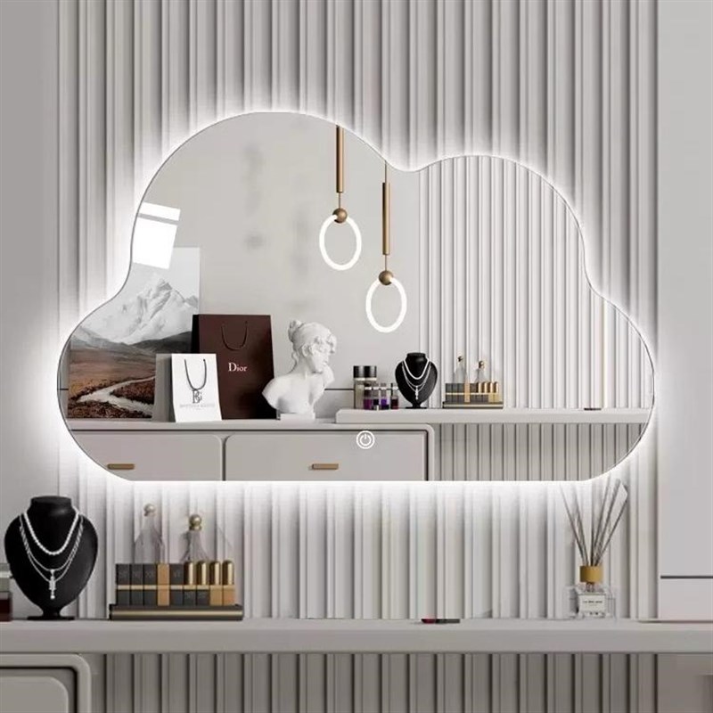 云朵化妆镜台式镜子轻奢高级主卧梳妆镜带灯化妆镜壁挂智能异形镜
