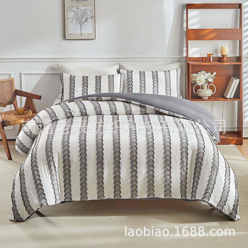 老表供货床上用品工艺款剪花立体贴花被套枕套套件