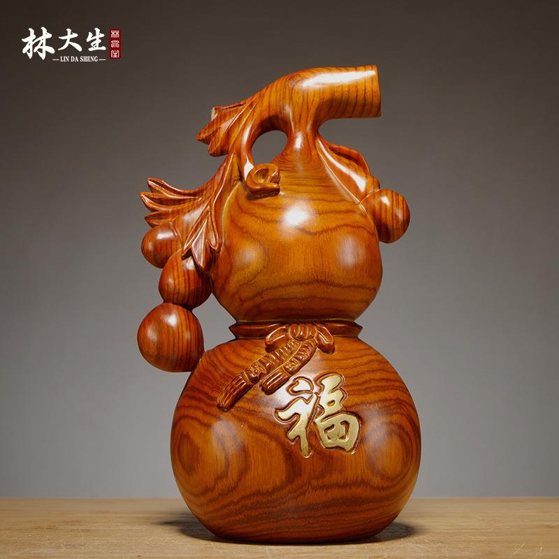 实木质雕刻葫芦摆件花梨木雕刻工艺品家居客厅办公室装饰新居送礼
