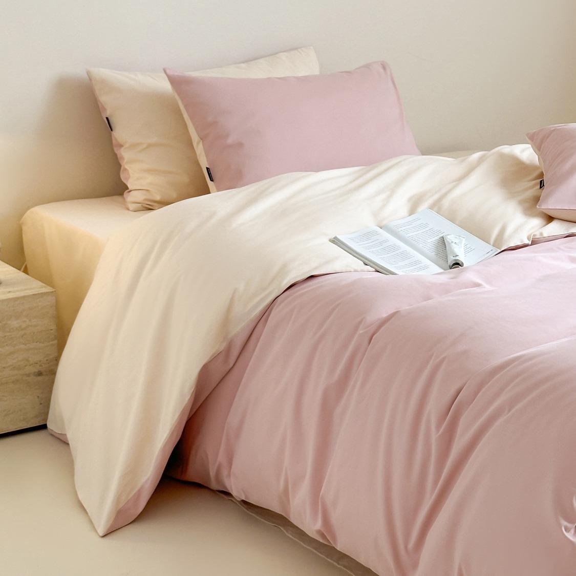 A类100支纯色长绒棉加厚磨毛四件套全棉床单被套床笠秋冬床上用品