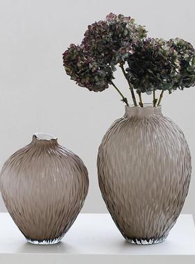 碧轩新品轻奢灰磁大肚子落地吊钟瓶宅寂风大件玄关居家装饰瓶