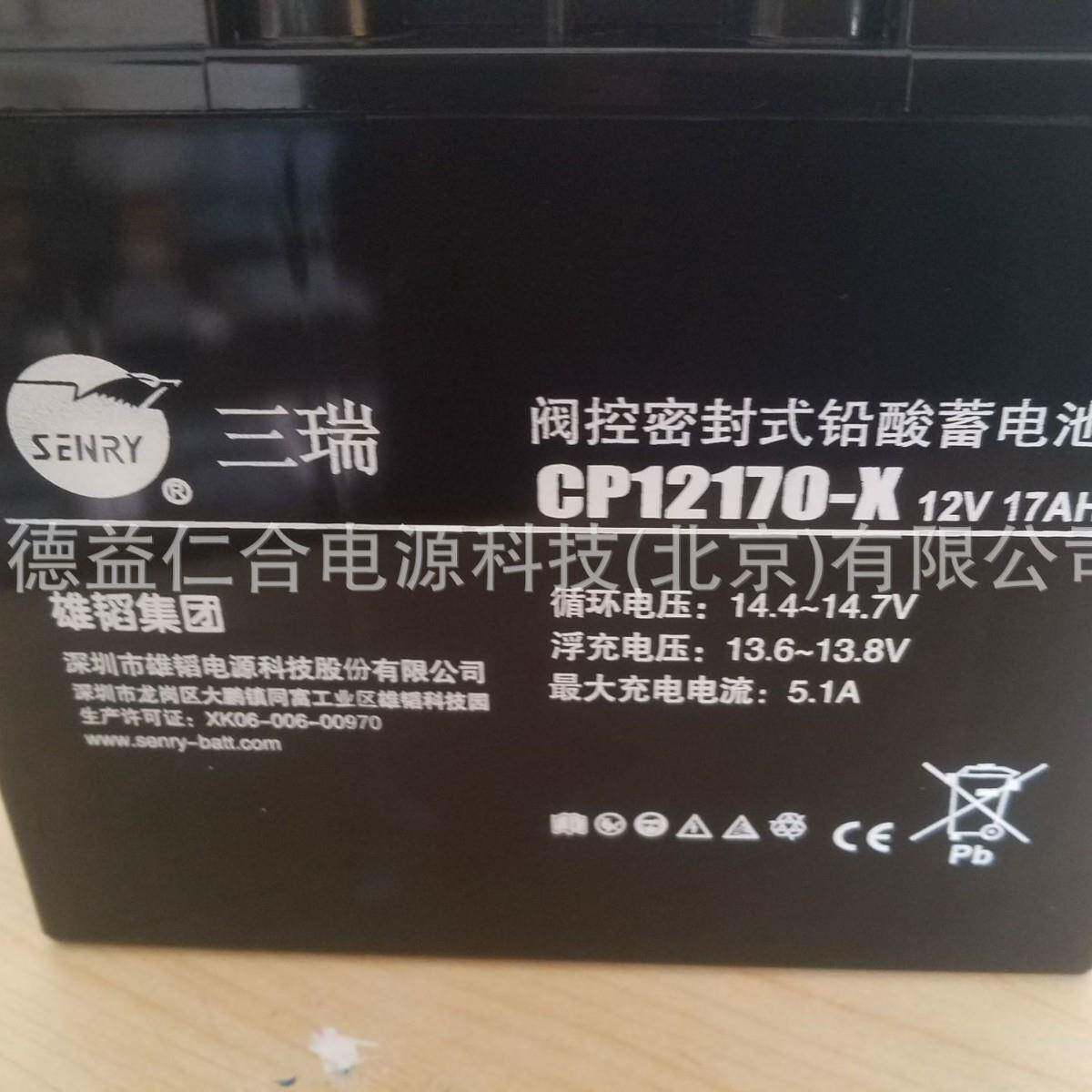 三瑞蓄电池CP12170-X铅酸蓄电池12V17AH免维护蓄电池