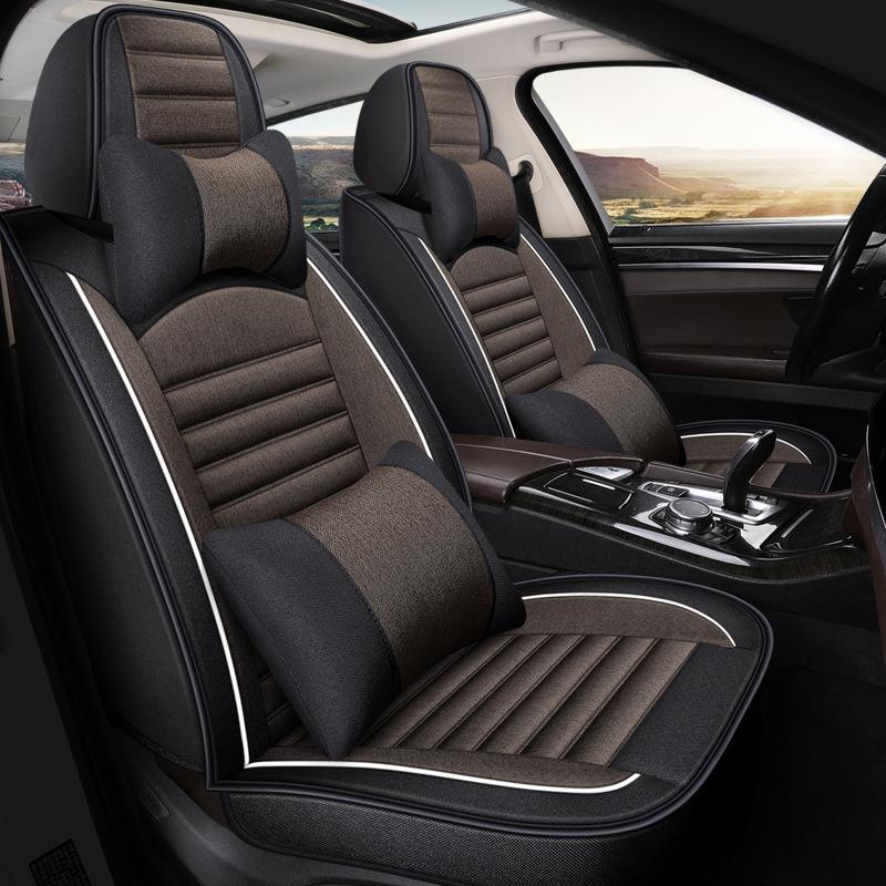 新款汽车坐垫座椅套全包四季通用亚麻专用车套座套坐套全包围座垫