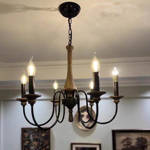 美式乡村复古木艺吊灯简约创意北欧客厅餐厅卧室衣帽间民宿灯具