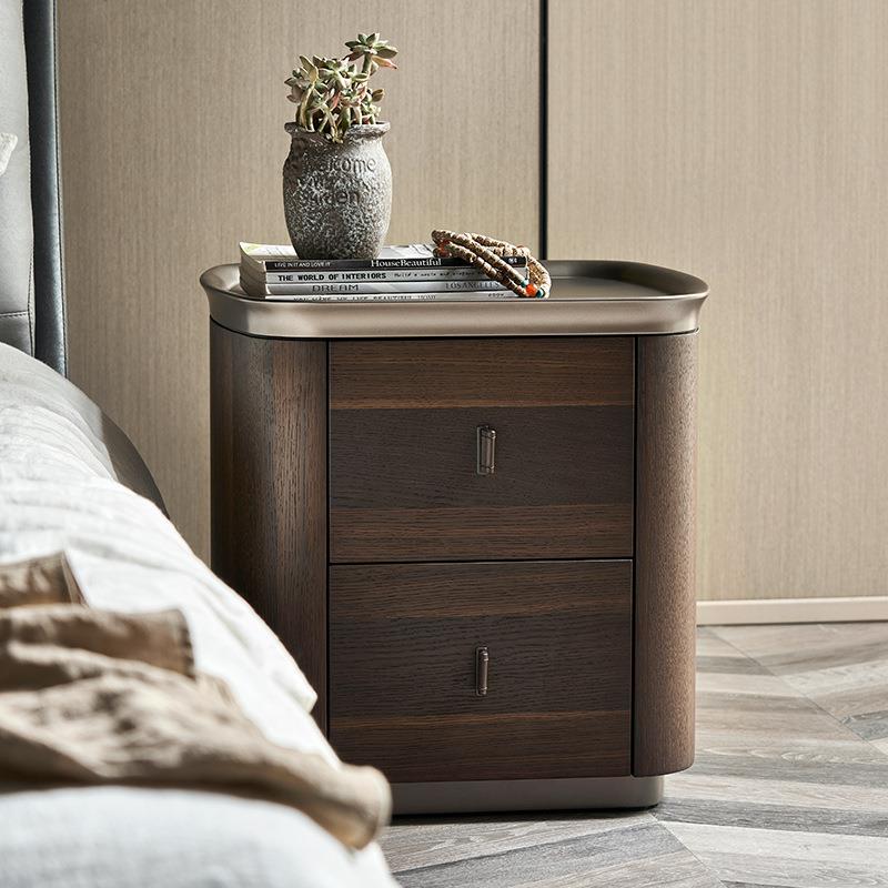 5ZW意式极简床头柜简约现代小型小柜子床边柜轻奢沙发边几角