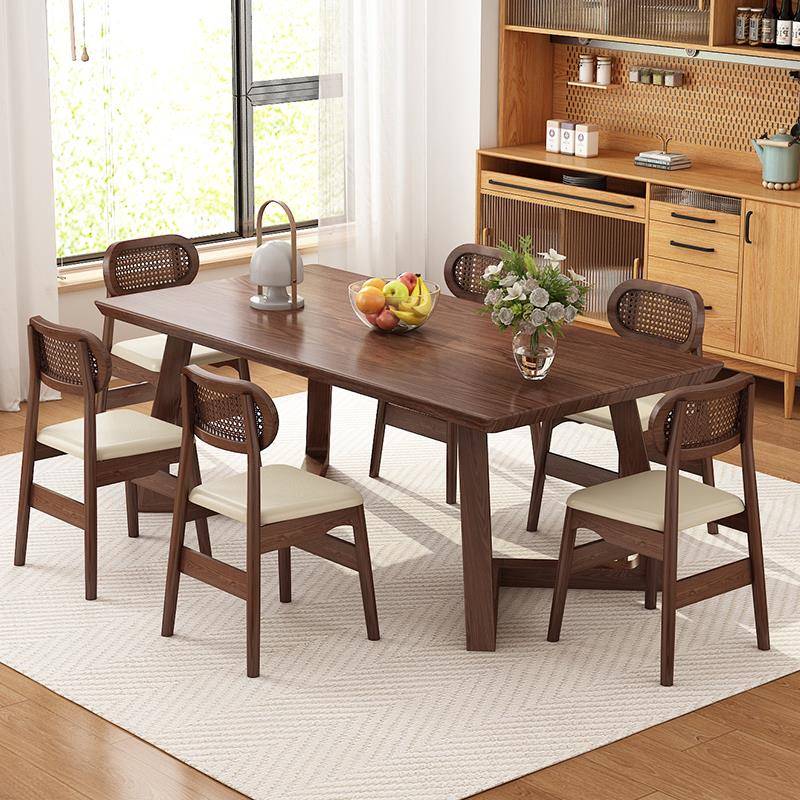 全实木餐桌小户型家用北欧橡木现代简约直销长方形原木餐桌椅组合