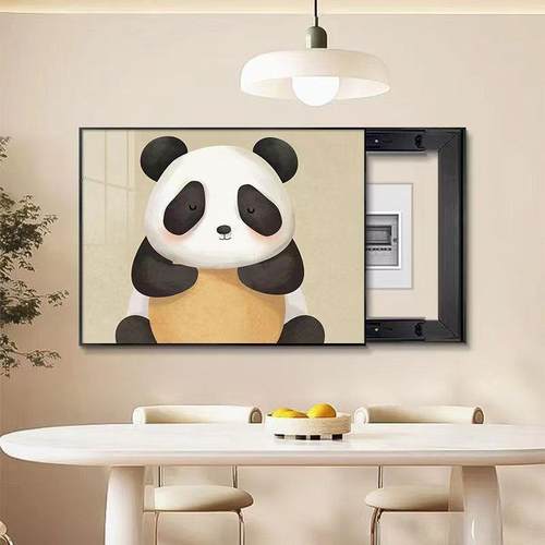 熊猫电表箱画装饰画现代简约配电箱遮挡多媒体箱电表盒总开关挂画