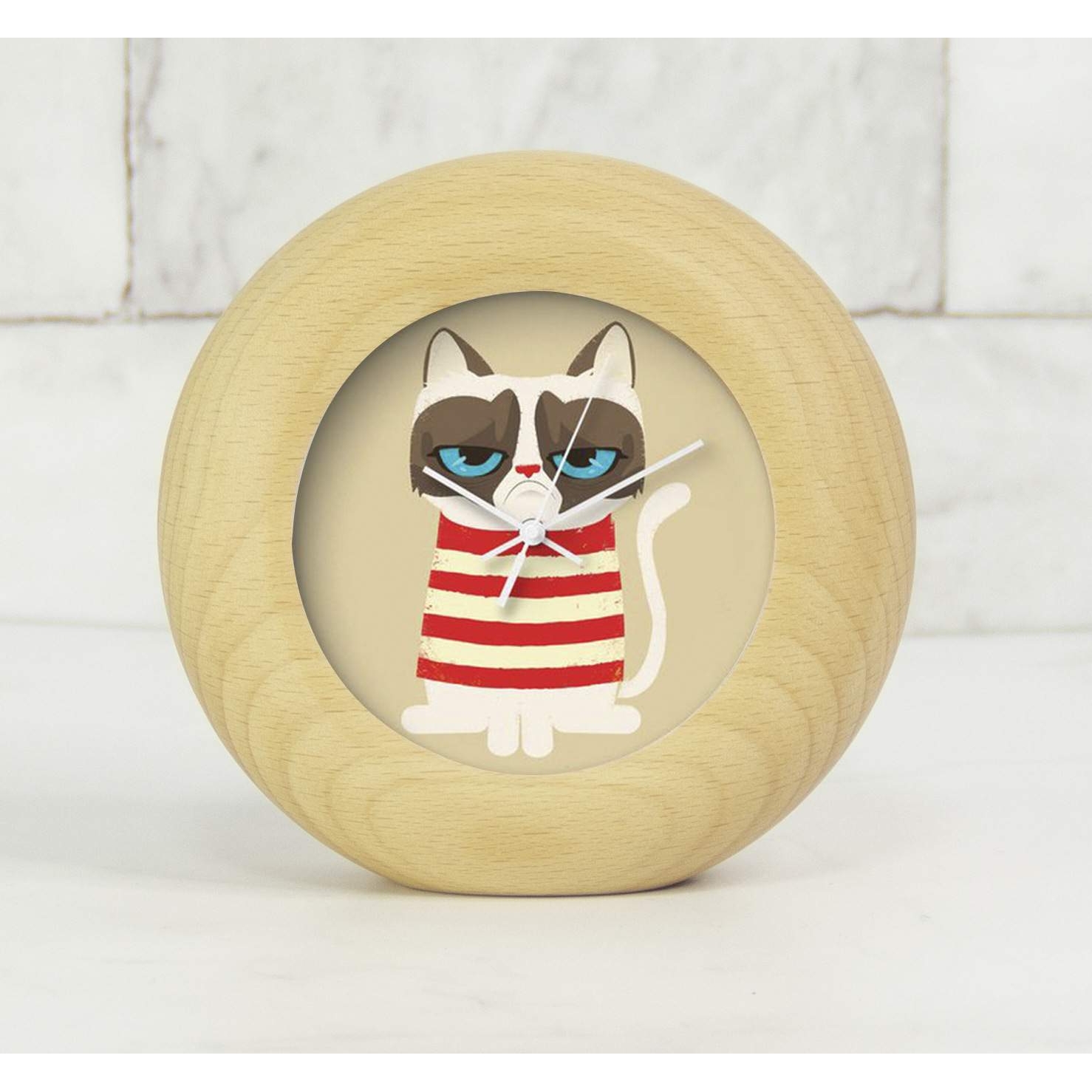 个性化钟面圆形木质闹钟创意实木懒人方形闹钟小夜灯静音贪睡闹钟