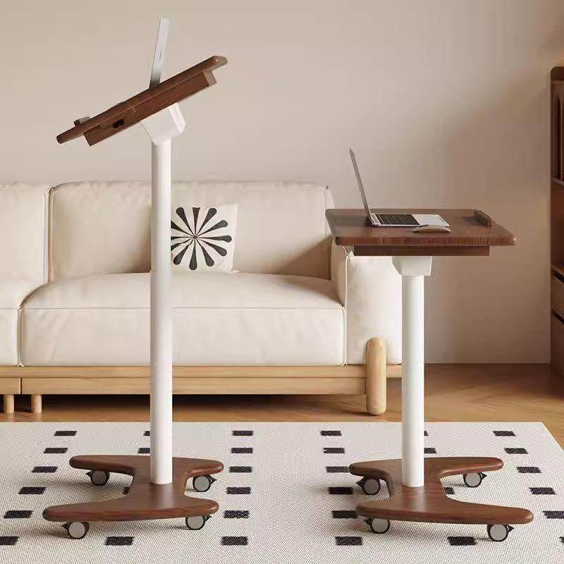 实木升降电脑桌可移动小书桌子沙发边学习办公桌站立式可折叠家用