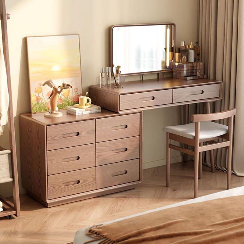 实木化妆台小户型卧室床头梳妆台床边斗柜化妆镜一体化妆桌收