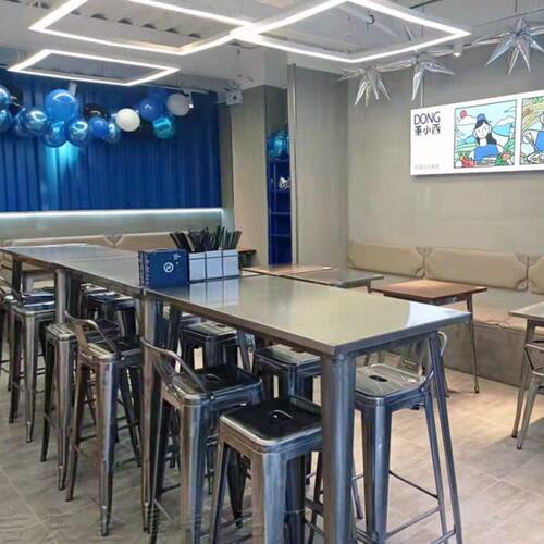 长方形铁艺长条桌金属靠墙不锈钢吧台桌阳台户外高脚桌简约酒吧桌
